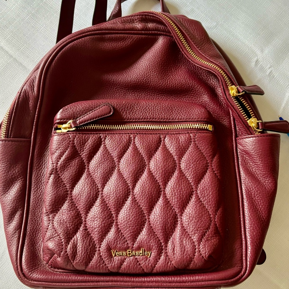 NWT Vera Bradley Leighton leather backpack in Claret.